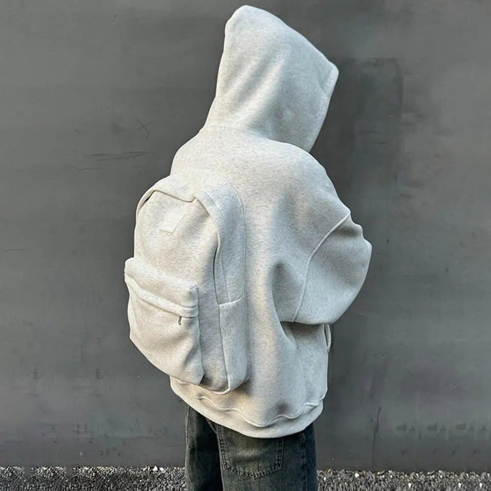 Men Women Travel Hooded Sweatshirt with Backpack Creative Zipper Cardigan Casual Unisex Lightweight Backpack Hoodie