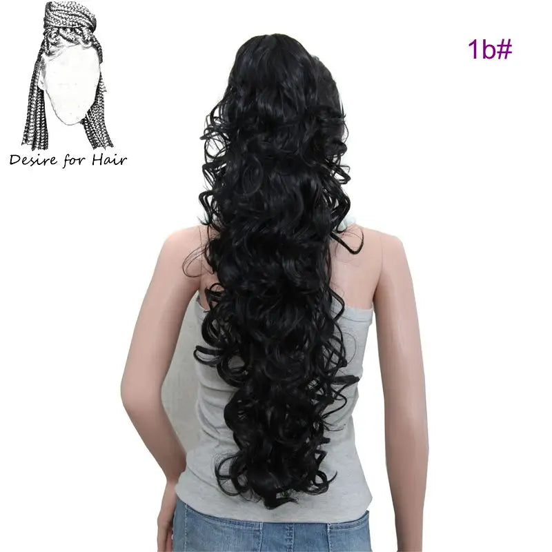 30 Inch Long Curly Claw Clip Ponytail Heat Resistant Synthetic Hairpieces Fake Hair Extensions