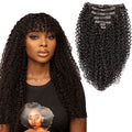 Synthetic Clip in Hair Extension Full Head Long 26”140G Afro Kinky Curly Fake Hair Pieces Clip-On Blacke Brown Hairpin for Women