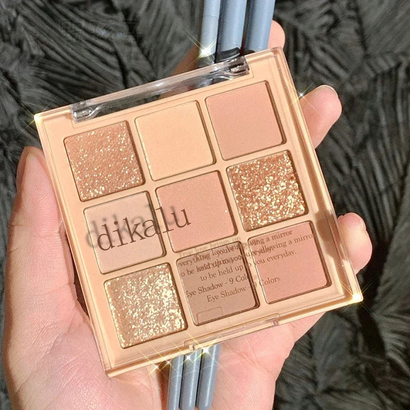 New 9 Colors Nude Shimmer Matte Eyeshadow Pallete Glitter Eyeshadow Long Lasting Waterproof Eye Pigments Shine Eyeshadow Makeup