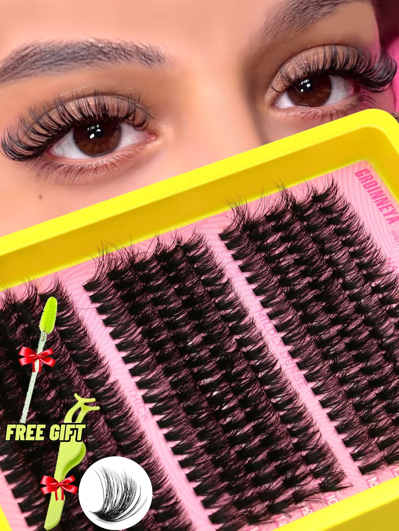 Lash Cluster 5D Fluffy Thick Eyelash Clusters D Curl Wispy Individual Lashes Mix Eyelash Extensions Lash Makeup
