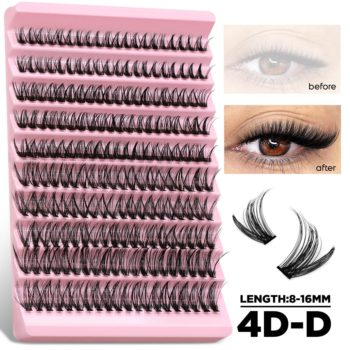 Lash Cluster 5D Fluffy Thick Eyelash Clusters D Curl Wispy Individual Lashes Mix Eyelash Extensions Lash Makeup