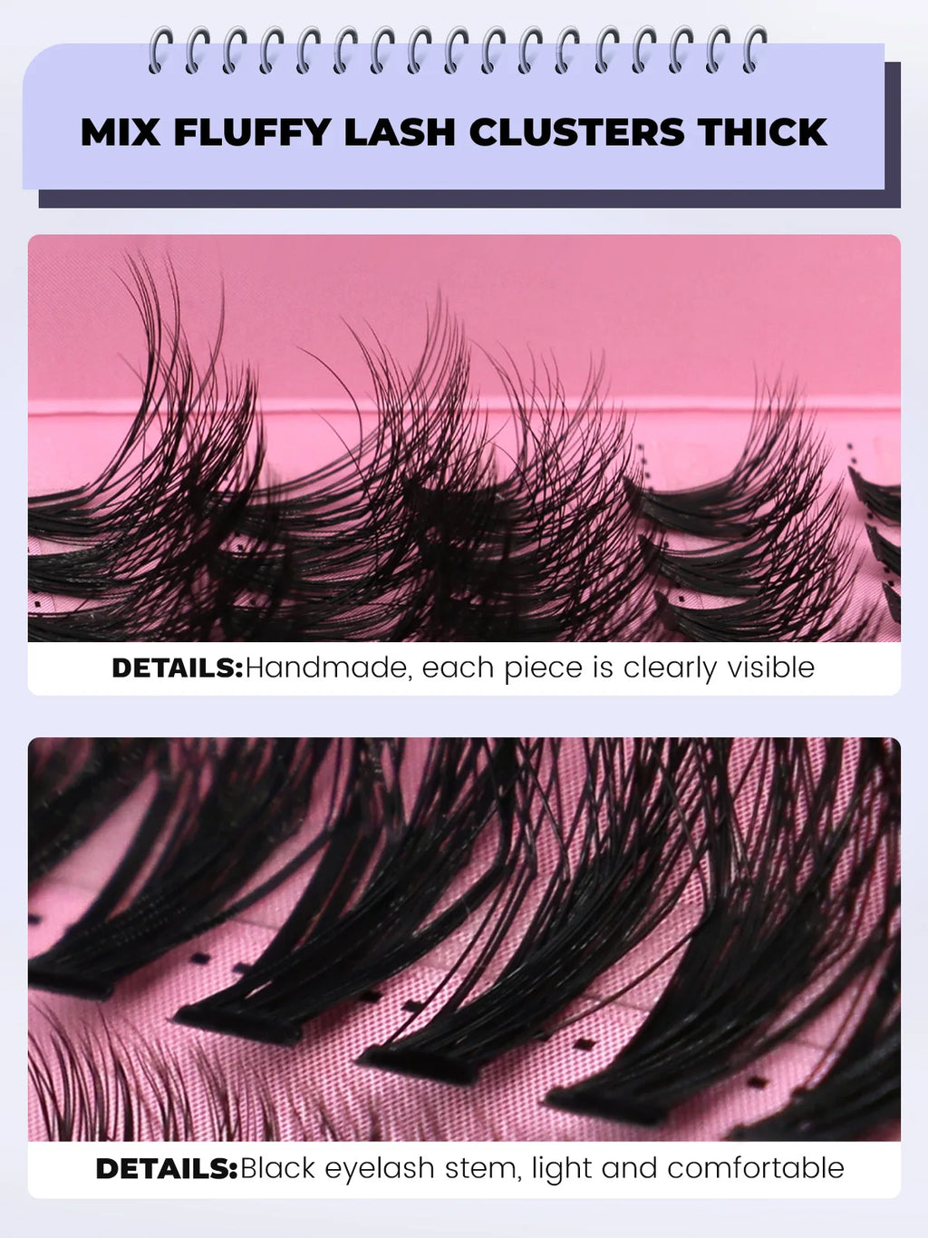DIY Lash Extension Kit Set 8-16Mm Mix Mink Fluffy Eyelashes Individual Lashes Cluster Natural Eyelash Extensions Makeup at Home