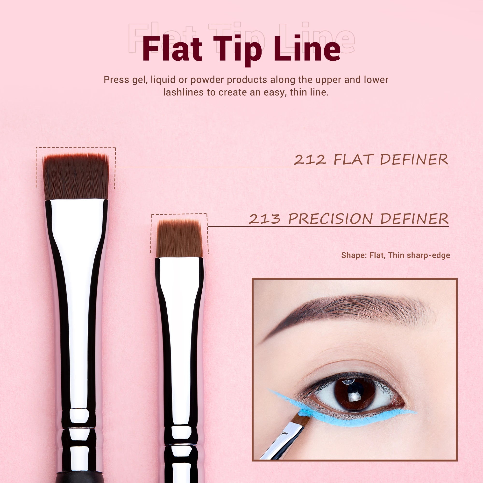 Eyeliner Brushes Set,11Pcs Eyeliner Brush Professional,Tapered Angled Flat Ultra Fine Precision Eyeliner Brush Set T324
