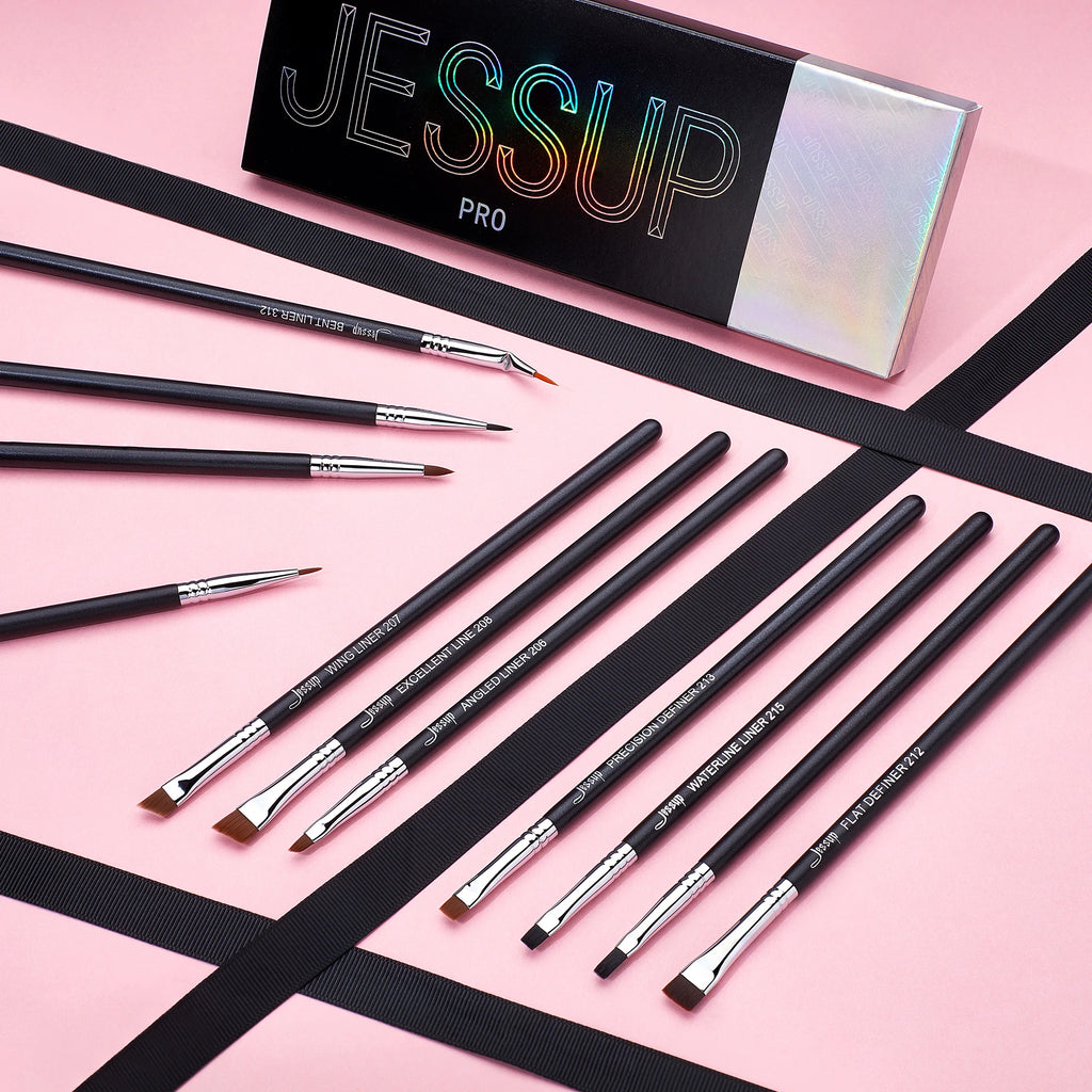 Eyeliner Brushes Set,11Pcs Eyeliner Brush Professional,Tapered Angled Flat Ultra Fine Precision Eyeliner Brush Set T324
