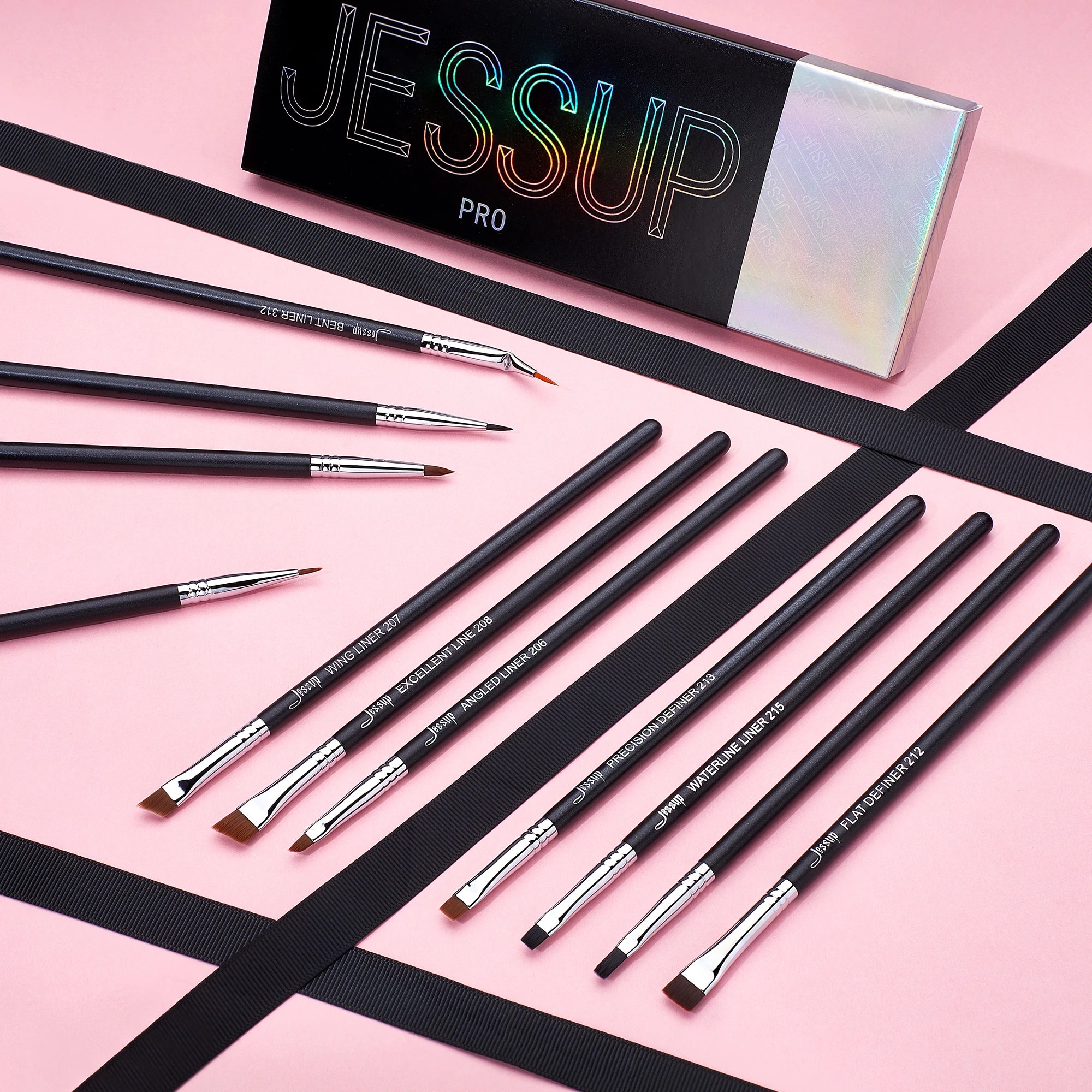 Eyeliner Brushes Set,11Pcs Eyeliner Brush Professional,Tapered Angled Flat Ultra Fine Precision Eyeliner Brush Set T324