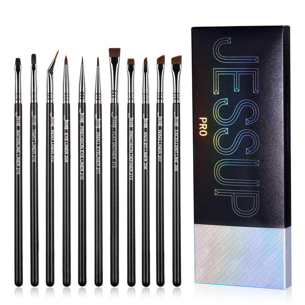 Eyeliner Brushes Set,11Pcs Eyeliner Brush Professional,Tapered Angled Flat Ultra Fine Precision Eyeliner Brush Set T324