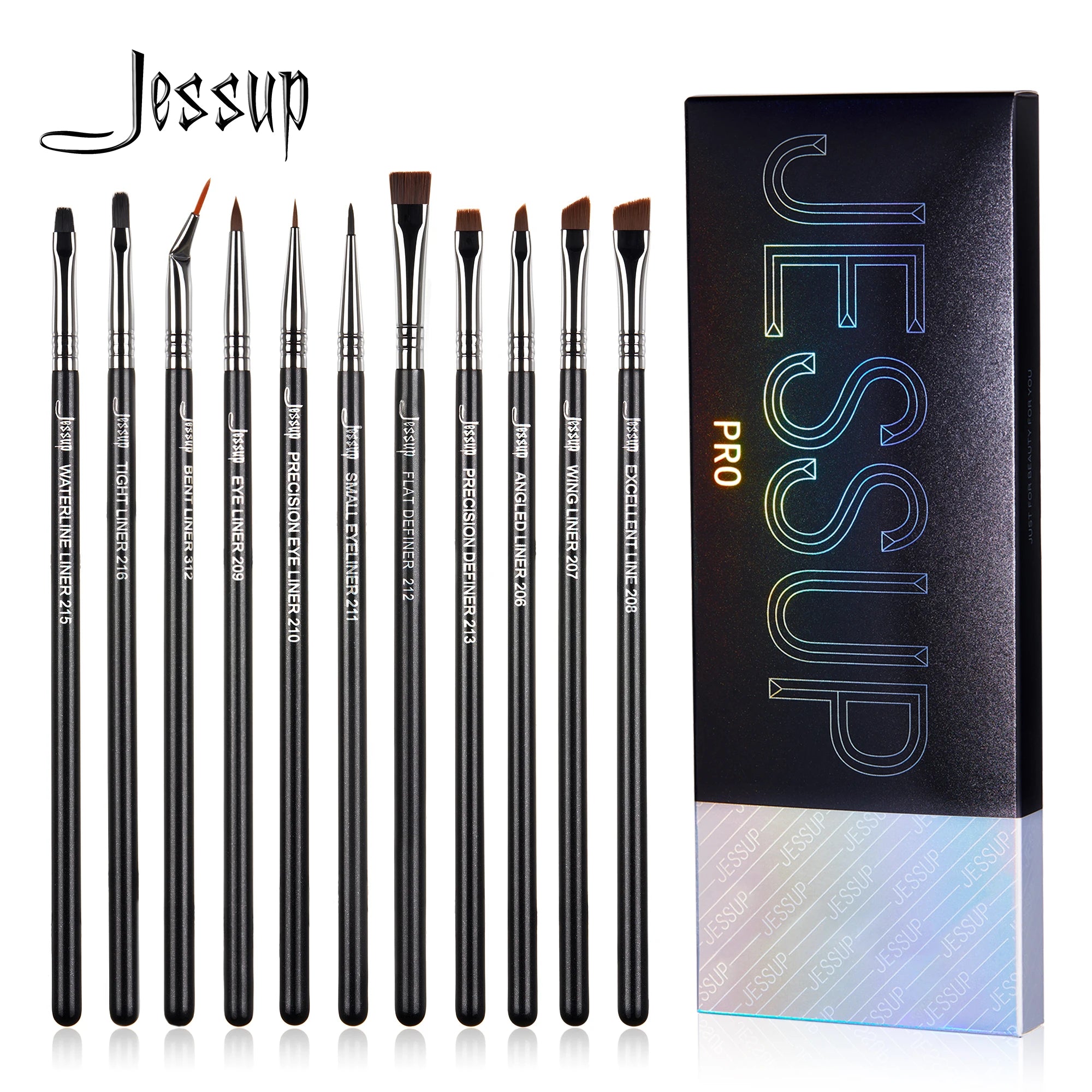 Eyeliner Brushes Set,11Pcs Eyeliner Brush Professional,Tapered Angled Flat Ultra Fine Precision Eyeliner Brush Set T324