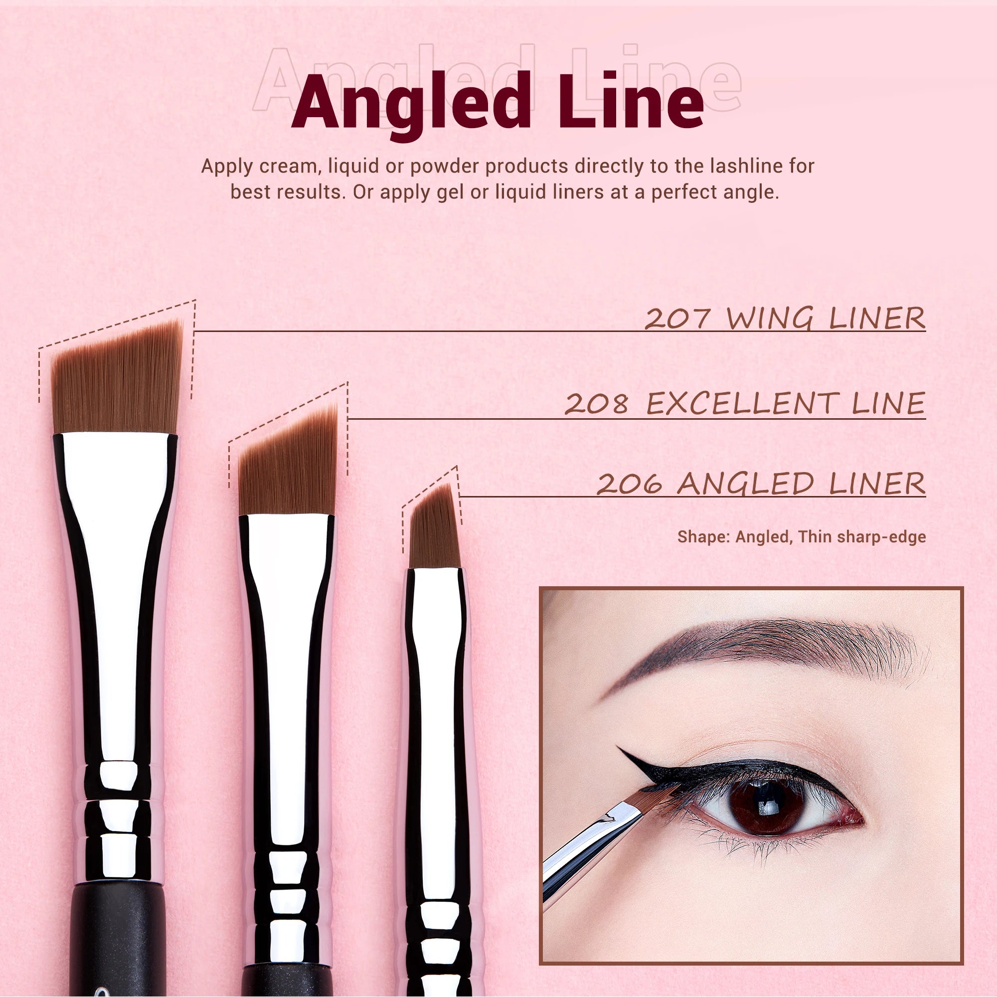 Eyeliner Brushes Set,11Pcs Eyeliner Brush Professional,Tapered Angled Flat Ultra Fine Precision Eyeliner Brush Set T324