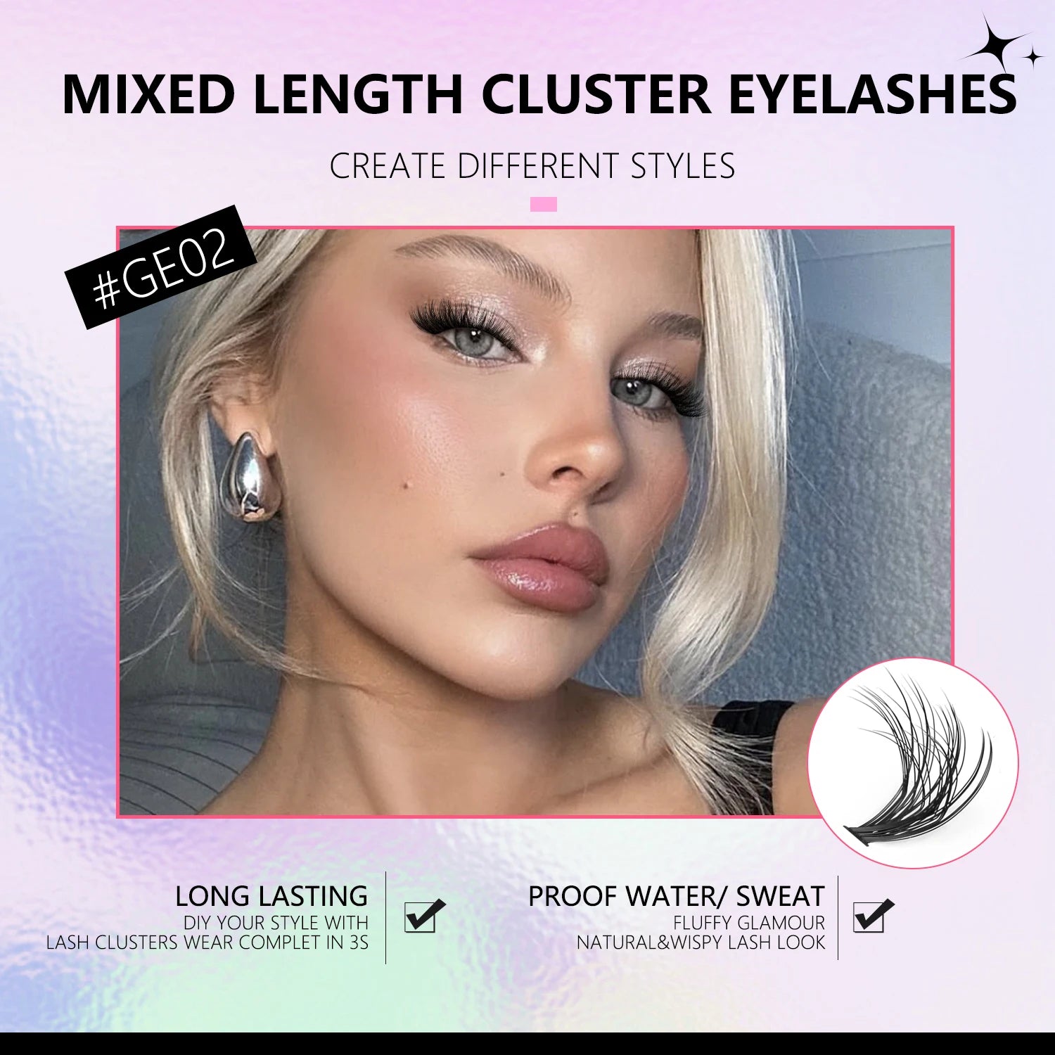 Lashes Clusters Kit Cat Eye Lashes Individual Eyelashes with ​​Lash Bond & Seal Full Set Lashes Extension Makeup Tools