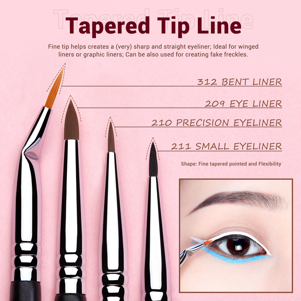 Eyeliner Brushes Set,11Pcs Eyeliner Brush Professional,Tapered Angled Flat Ultra Fine Precision Eyeliner Brush Set T324