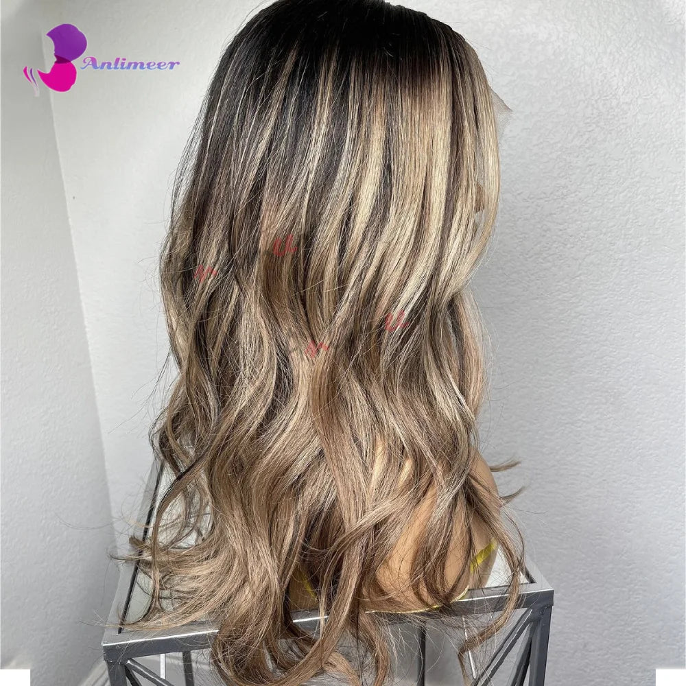 Human Lace Front Wigs Pre Plucked Bleached Knots Highlight Light Blonde Colored Frontal Wigs Human Hair Body Wave 360 Lace Wigs