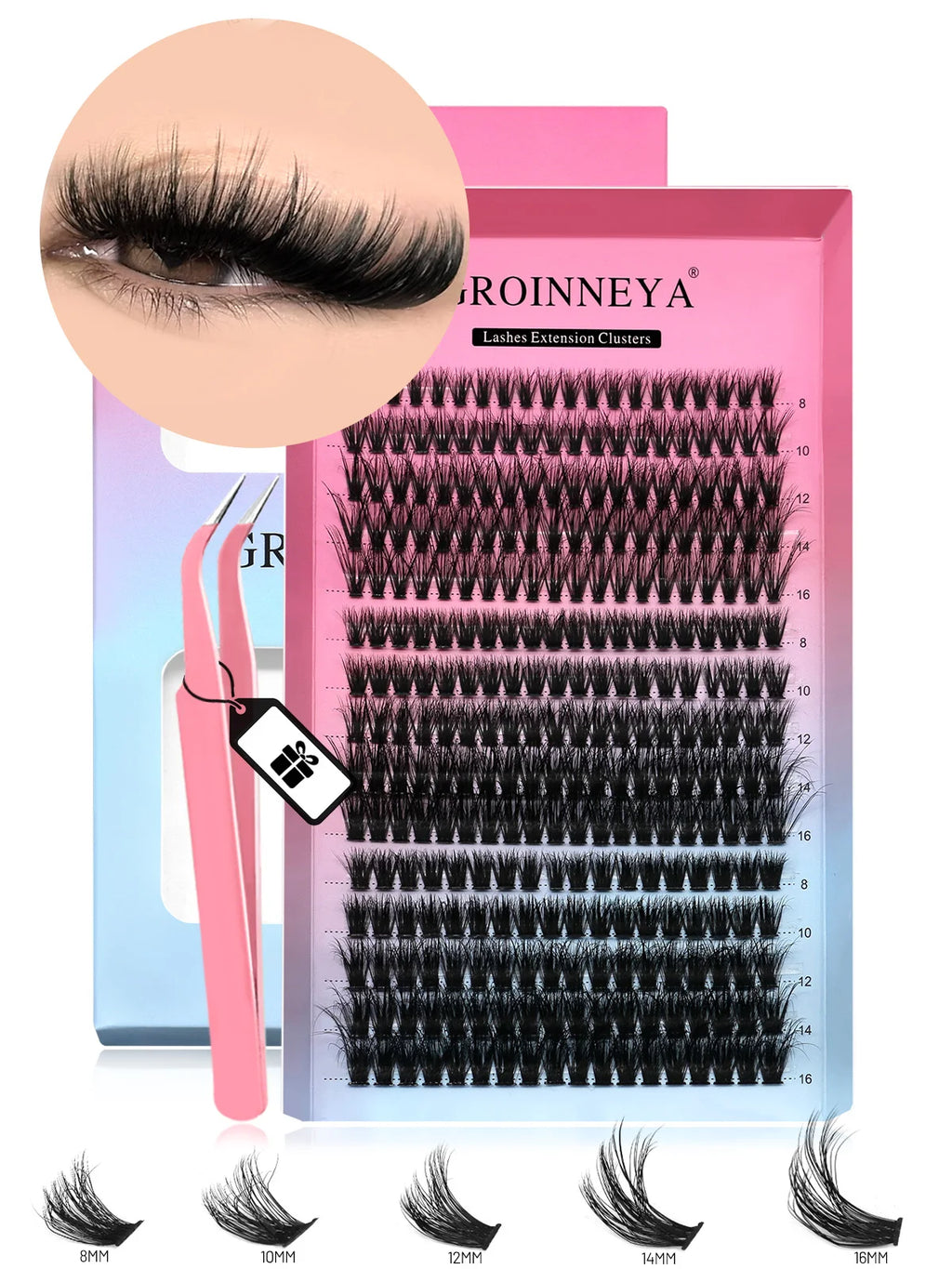 DIY Lash Extension Kit Set 8-16Mm Mix Mink Fluffy Eyelashes Individual Lashes Cluster Natural Eyelash Extensions Makeup at Home