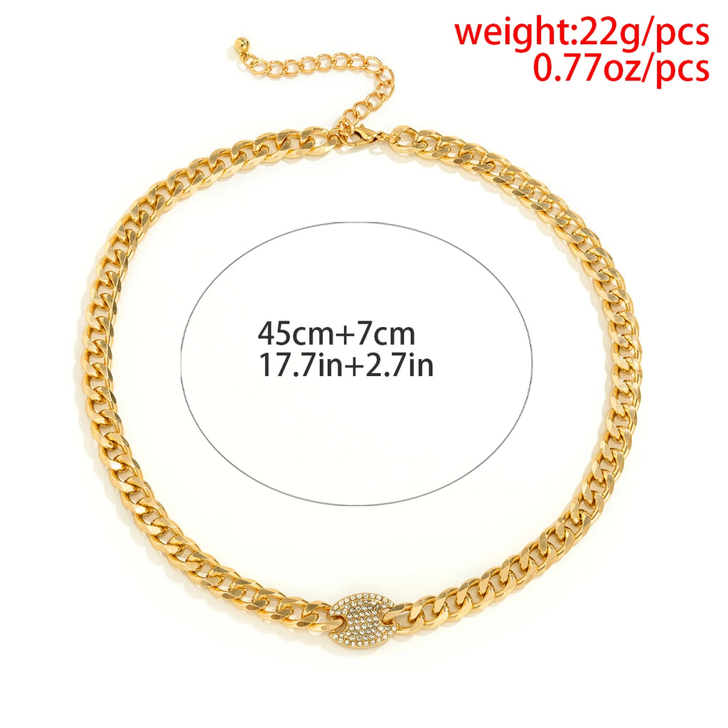 Iced Out Rhinestones Tennis Chain Pendant Choker Necklace Hip Hop Curb Cuban CZ Bling Chunky Jewelry Steampunk Men New