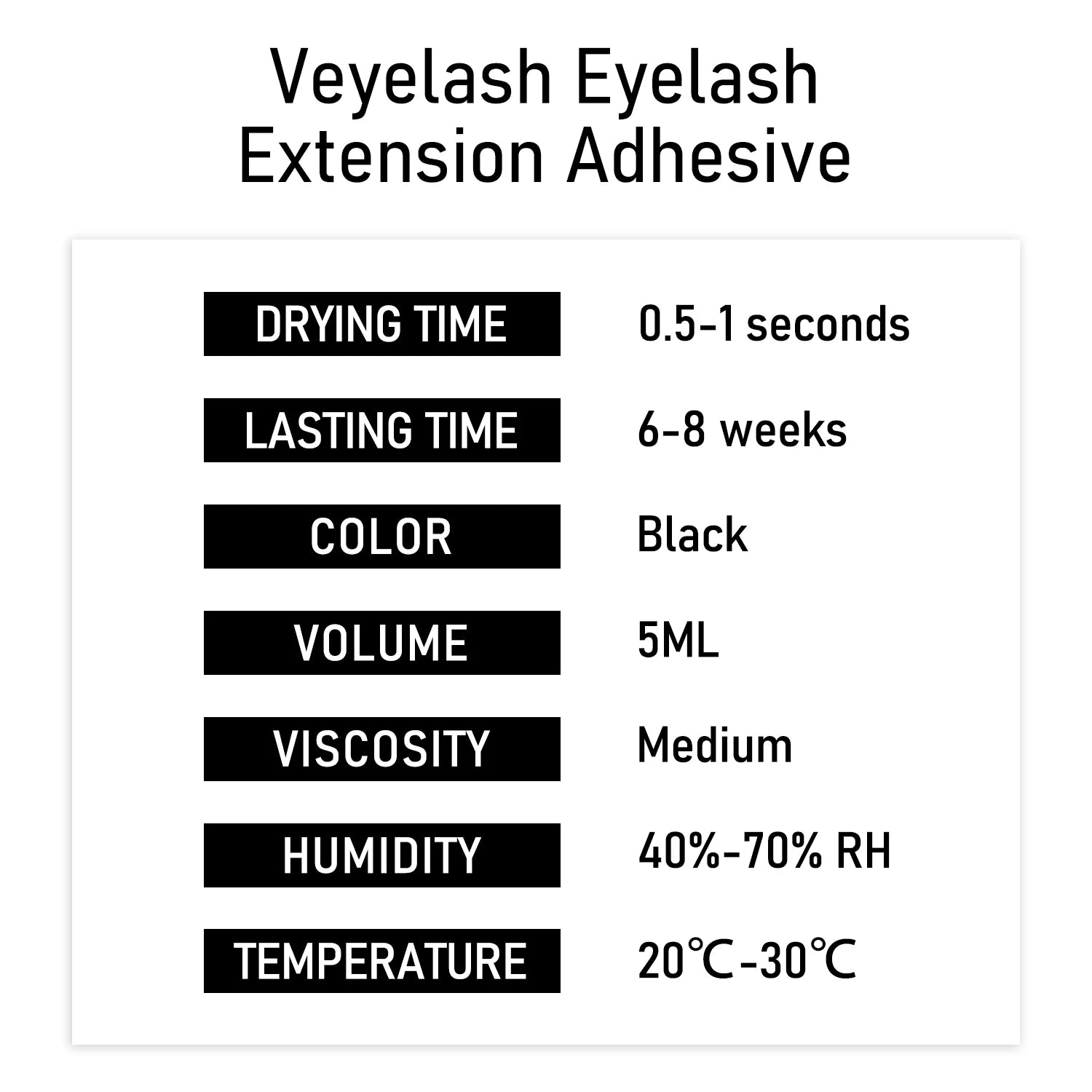 5Ml Eyelash Extensions Glue Veyelash 0.5 Second Fast Drying Strong Lash Adhesive 7 Weeks Retention Volume Makeup Tools